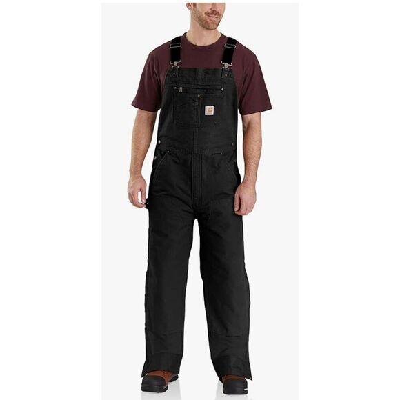 Carhartt Men's Loose Fit Washed Duck Insulated Bib Overall - Picture 1 of 8